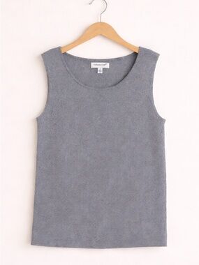 Silk Metallic Grey Knit Tank Top Large Coldwater Creek